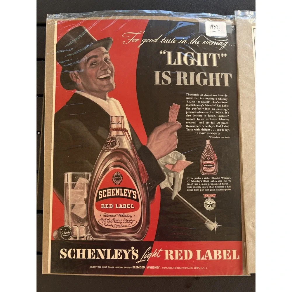 1930s & 1960s Alcohol Advertisements Schenley's & Johnnie Walker 1960 London